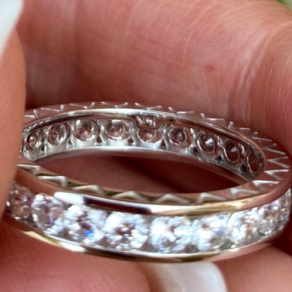 14k Solid White Gold 3.5mm ETERNITY Wedding Band - Picture 12 of 16